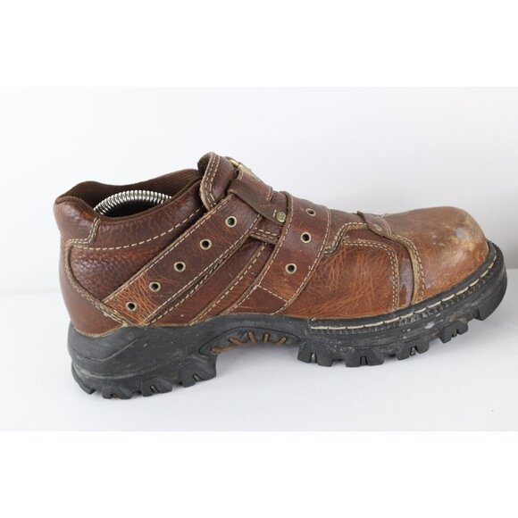 Vintage 90s Y2K Mens 8.5 Distressed Gothic Chunky Leather Strap Boots Brown main image 5